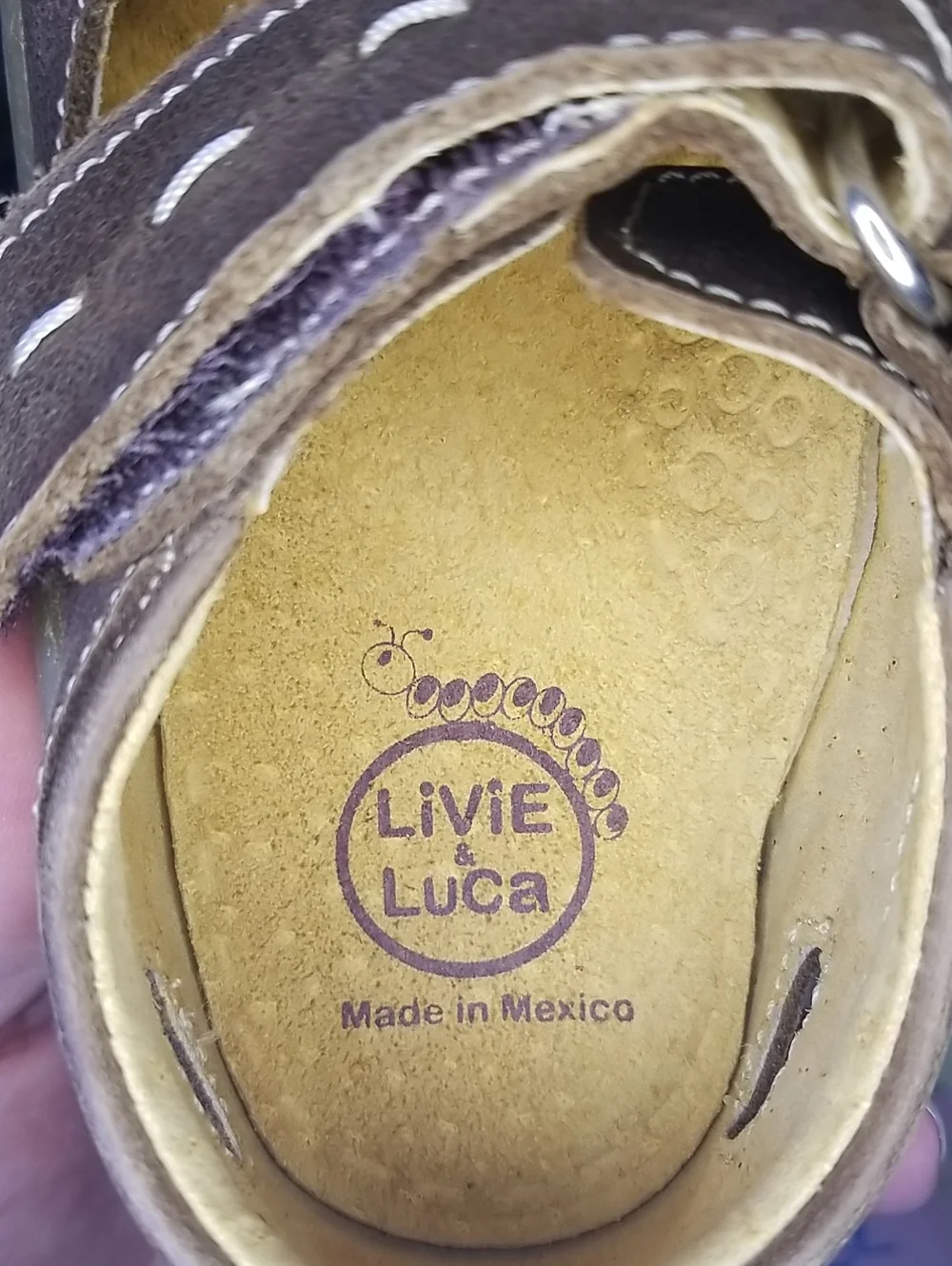 Livie & Luca Brown Leather Closed-Toe & Heel Daycare Compliant Sandals Size 8